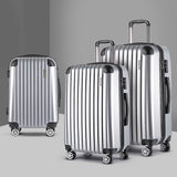 NNEDSZ 3 Piece Lightweight Hard Suit Case Luggage Silver