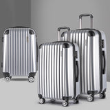 NNEDSZ 3 Piece Lightweight Hard Suit Case Luggage Silver