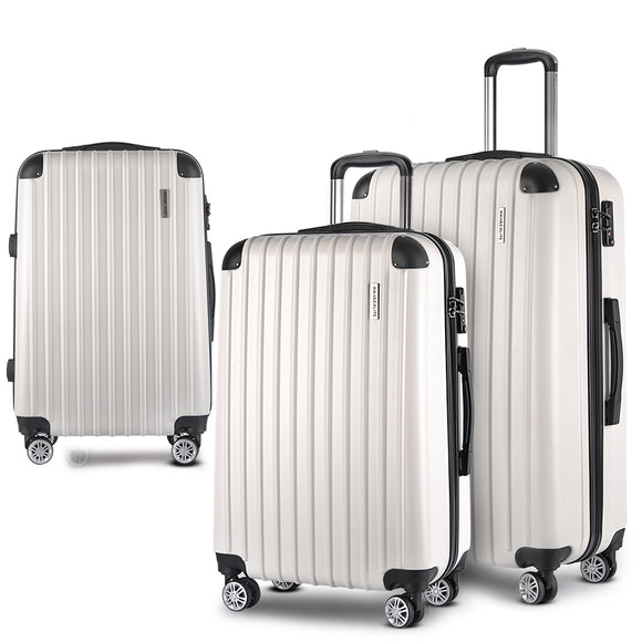 NNEDSZ 3 Piece Lightweight Hard Suit Case Luggage White