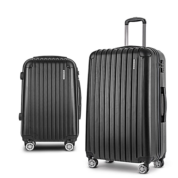NNEDSZ 2PCS Carry On Luggage Sets Suitcase Travel Hard Case Lightweight Black