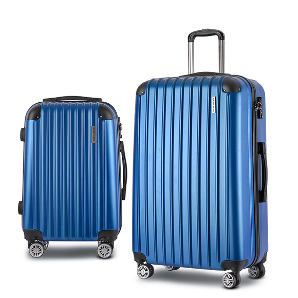 NNEDSZ 2PCS Carry On Luggage Sets Suitcase Travel Hard Case Lightweight Blue
