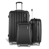 NNEDSZ 3pc Luggage Sets Suitcases Set Travel Hard Case Lightweight Black