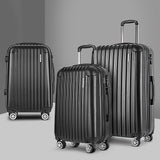 NNEDSZ 3pc Luggage Sets Suitcases Set Travel Hard Case Lightweight Black