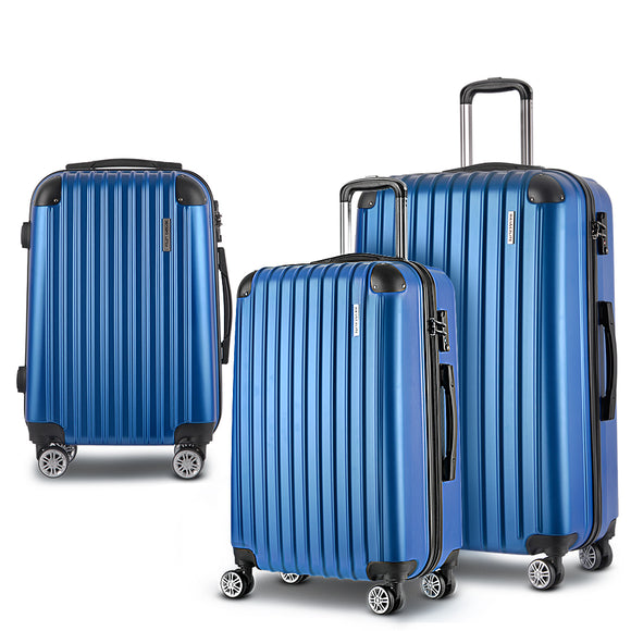 NNEDSZ 3pc Luggage Sets Suitcases Set Travel Hard Case Lightweight Blue