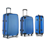 NNEDSZ 3pc Luggage Sets Suitcases Set Travel Hard Case Lightweight Blue