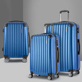 NNEDSZ 3pc Luggage Sets Suitcases Set Travel Hard Case Lightweight Blue