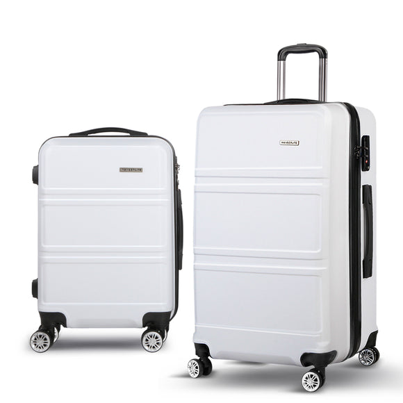 NNEDSZ 2 Piece Lightweight Hard Suit Case Luggage White