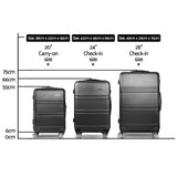 NNEDSZ 3 Piece Lightweight Hard Suit Case Luggage Black