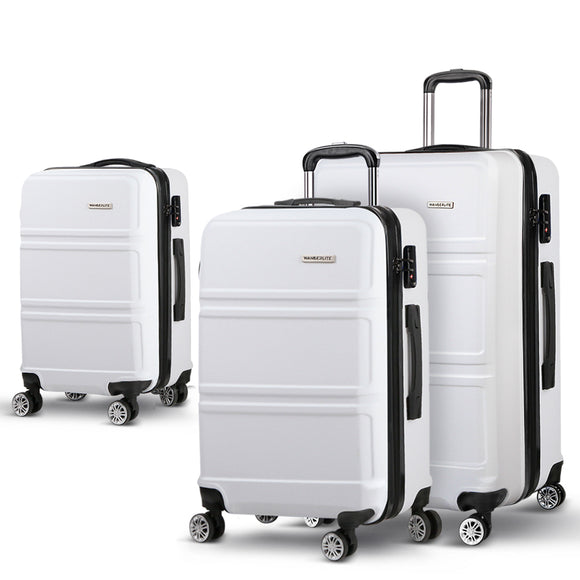 NNEDSZ 3 Piece Lightweight Hard Suit Case Luggage White