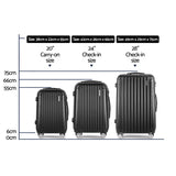 NNEDSZ 3 Piece Luggage Suitcase Trolley - Black