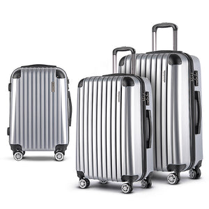 NNEDSZ 3 Piece Luggage Suitcase Trolley - Silver