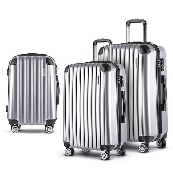NNEDSZ 3 Piece Luggage Suitcase Trolley - Silver