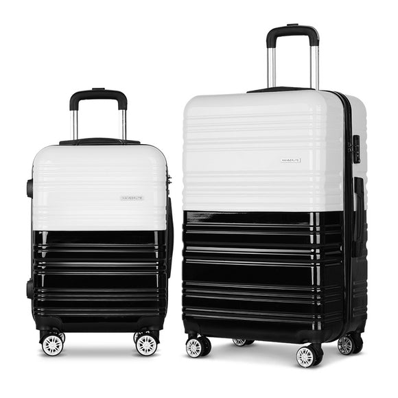 NNEDSZ 2 Piece Lightweight Hard Suit Case Luggage Black & White