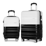 NNEDSZ 2 Piece Lightweight Hard Suit Case Luggage Black & White