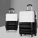 NNEDSZ 2 Piece Lightweight Hard Suit Case Luggage Black & White
