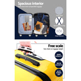 NNEDSZ 3 Piece Lightweight Hard Suit Case Luggage Yellow and Navy