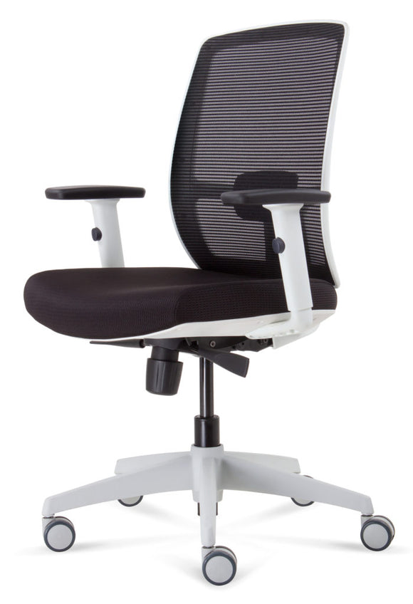 NNE LUMINOUS TASK LUMINOUS PROMESH WHITE FRAME CHAIR BLACK