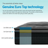 NNEDSZ Bedding Alanya Euro Top Pocket Spring Mattress 34cm Thick – King Single