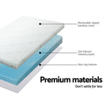 NNEDSZ Cool Gel Memory Foam Topper Mattress Toppers w/ Bamboo Cover 5cm SINGLE