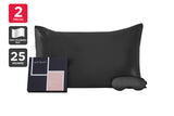 NNEKG 25 Momme Premium 100% Mulberry Silk 2 Pieces Gift Set (Charcoal)