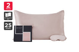 NNEKG Matt Blatt 25 Momme Premium 100% Mulberry Silk 2 Pieces Gift Set (Pink)