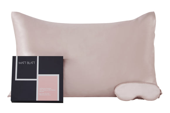 NNEKG Matt Blatt 25 Momme Premium 100% Mulberry Silk 2 Pieces Gift Set (Pink)