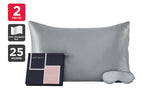 NNEKG 25 Momme Premium 100% Mulberry Silk 2 Pieces Gift Set (Silver)
