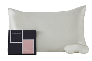 NNEKG 25 Momme Premium 100% Mulberry Silk 2 Pieces Gift Set (White)