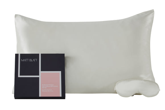 NNEKG 25 Momme Premium 100% Mulberry Silk 2 Pieces Gift Set (White)