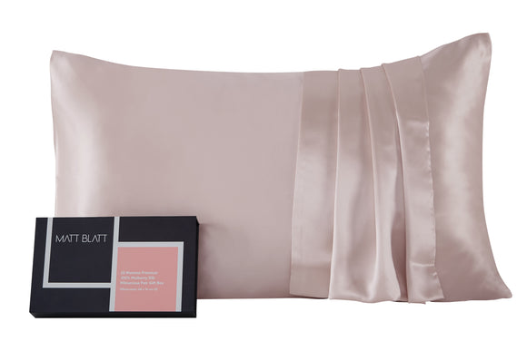 NNEKG Matt Blatt 25 Momme Premium 100% Mulberry Silk Pillowcase Pair Gift Set (Pink)