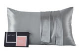 NNEKG Matt Blatt 25 Momme Premium 100% Mulberry Silk Pillowcase Pair Gift Set (Silver)