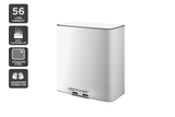 NNEKG Matt Blatt 56L Pedal Dual Compartment Soft Close Rubbish Bin (Matte White)