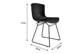 NNEKGE Set of 2 Bertoia Molded Shell Side Chair Replica (Black)