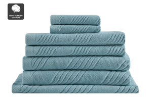 NNEKG Matt Blatt 7 Piece Brianca Textured Turkish Cotton Towel Set (Lagoon)