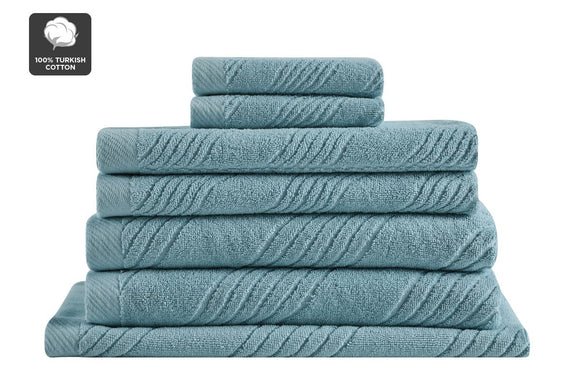 NNEKG Matt Blatt 7 Piece Brianca Textured Turkish Cotton Towel Set (Lagoon)