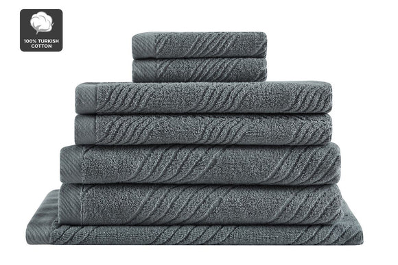 NNEKG Matt Blatt 7 Piece Brianca Textured Turkish Cotton Towel Set (Dove)