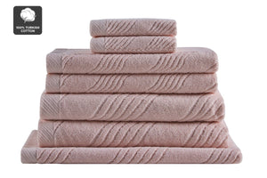 NNEKG Matt Blatt 7 Piece Brianca Textured Turkish Cotton Towel Set (Rose)