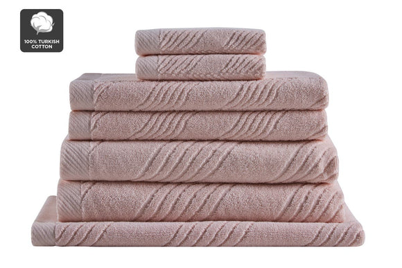 NNEKG Matt Blatt 7 Piece Brianca Textured Turkish Cotton Towel Set (Rose)