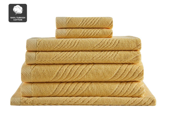 NNEKG Matt Blatt 7 Piece Brianca Textured Turkish Cotton Towel Set (Lemon)