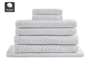NNEKG Matt Blatt 7 Piece Brianca Textured Turkish Cotton Towel Set (White)