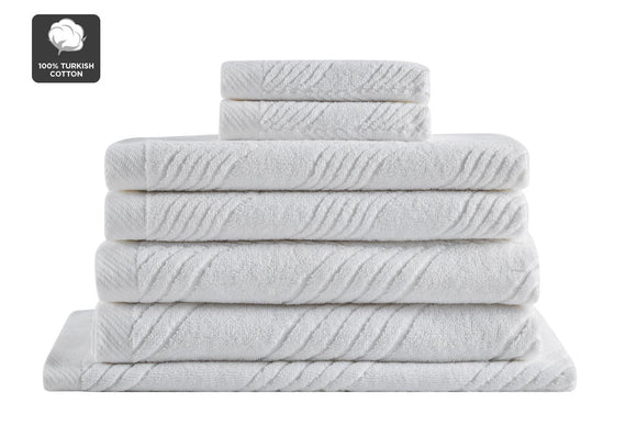 NNEKG Matt Blatt 7 Piece Brianca Textured Turkish Cotton Towel Set (White)