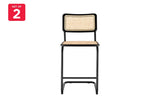NNEKG Marcel Breuer Cesca Chair Replica Set of 2 Counter Stool (Black Rattan)