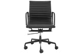 NNEKG Replica Eames Group Standard Matte Black Aluminium Low Back Office Chair (Black Leather)