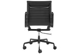 NNEKG Replica Eames Group Standard Matte Black Aluminium Low Back Office Chair (Black Leather)