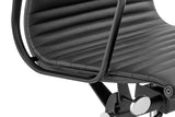 NNEKG Replica Eames Group Standard Matte Black Aluminium Low Back Office Chair (Black Leather)