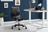 NNEKG Replica Eames Group Standard Matte Black Aluminium Low Back Office Chair (Black Leather)