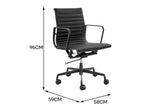NNEKG  Standard Matte Black Aluminium Low Back Office Chair (Black Leather)