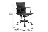 NNEKG Replica Eames Group Standard Matte Black Aluminium Low Back Office Chair (Black Leather)