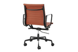 NNEKGE Replica Eames Group Standard Matte Black Aluminium Low Back Office Chair (Tan Leather)