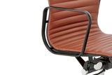 NNEKGE Replica Eames Group Standard Matte Black Aluminium Low Back Office Chair (Tan Leather)